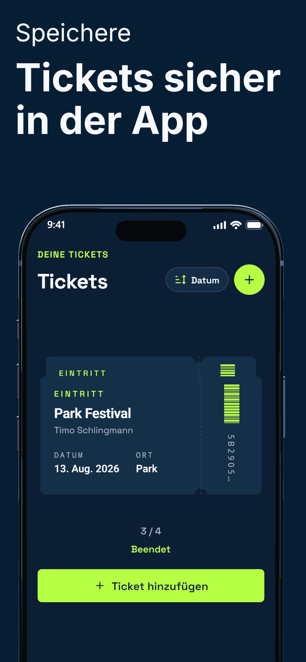 Speichere Tickets sicher in der App.